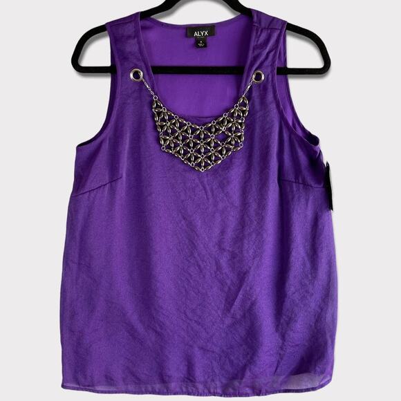 ALYX Womens Medium Purple Sleeveless Top Attached Necklace NWT Nylon Polyester - Picture 1 of 10